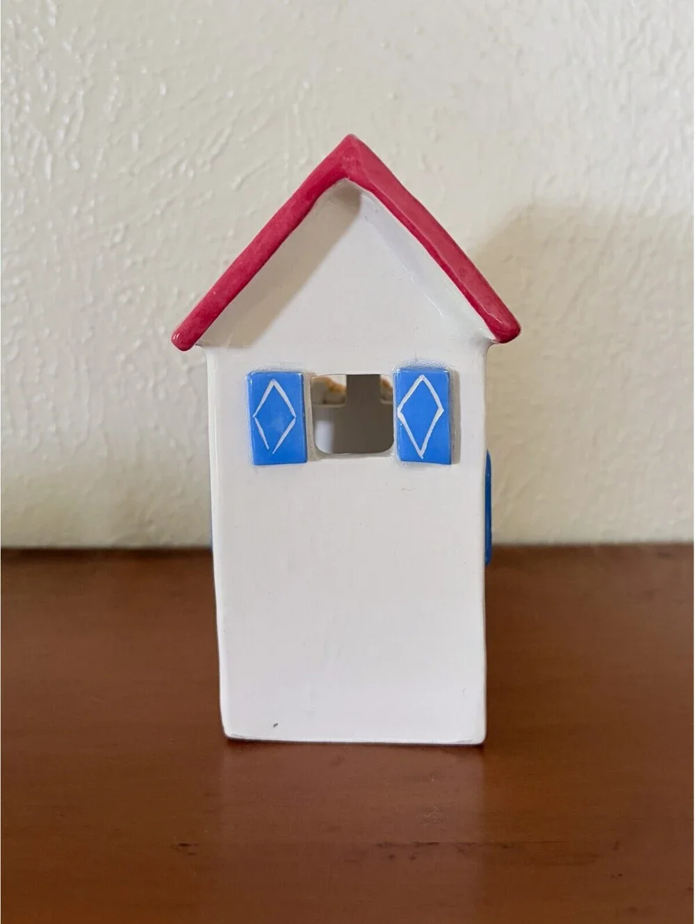 Tea Light Candle House Mediterranean Whimsy Hand Painted
